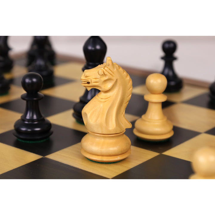 3.75" Queens Gambit Staunton Chess Set- Chess Pieces Only - Weighted Ebonised Boxwood
