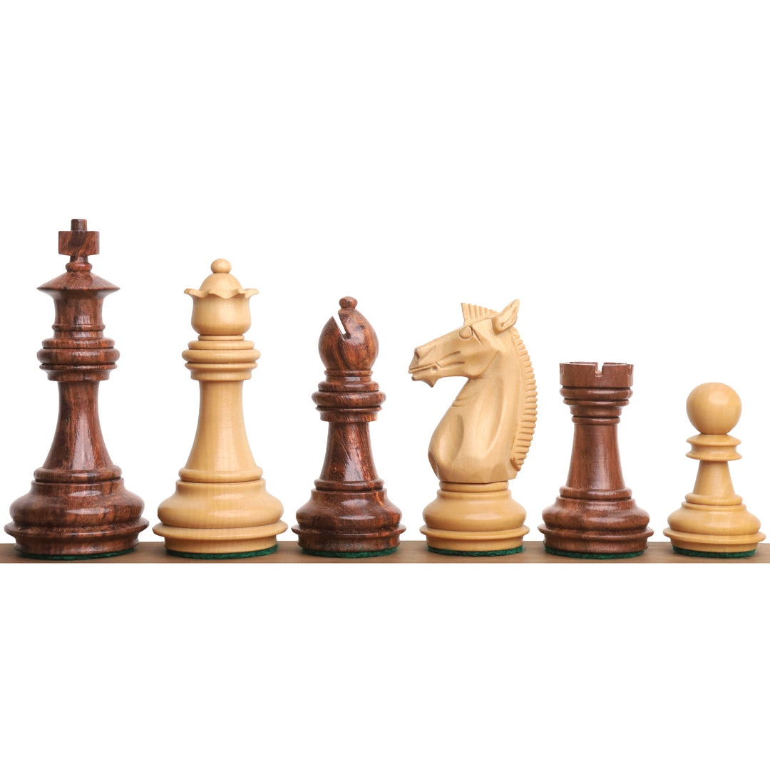 Slightly Imperfect 3.4" Meghdoot Series Staunton Chess Set- Chess Pieces Only - Weighted Golden Rosewood