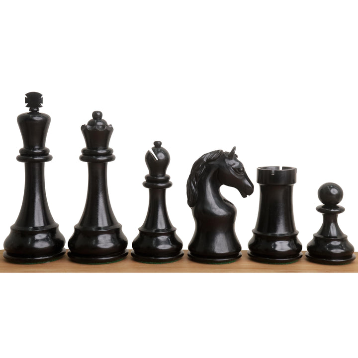Slightly Imperfect Piatigorsky Cup Reproduced Chess Set- Chess Pieces Only- Ebony Wood – 5″ King
