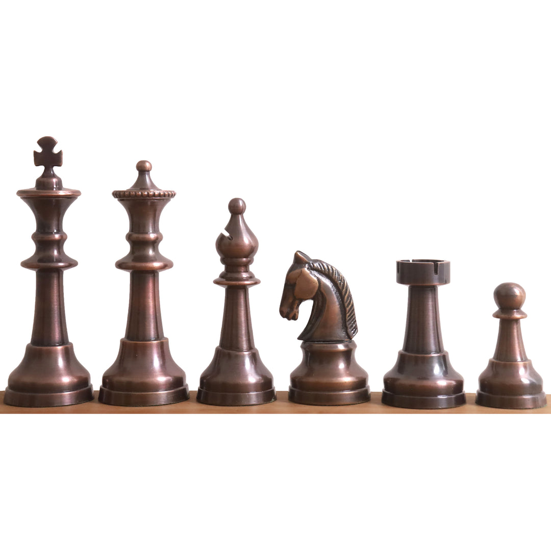 Set di scacchi di lusso da 3,5" della serie Elegance in ottone e metallo - Solo pezzi - Rame anticato