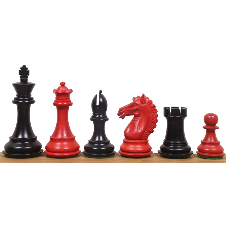 3.9" Alban Staunton Chess Set- Chess Pieces Only- Double Weighted Red & Black Dyed Wood - Warehouse Clearance - USA Shipping Only