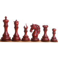 Lineup of Bud Rosewood Goliath series Staunton chess pieces.