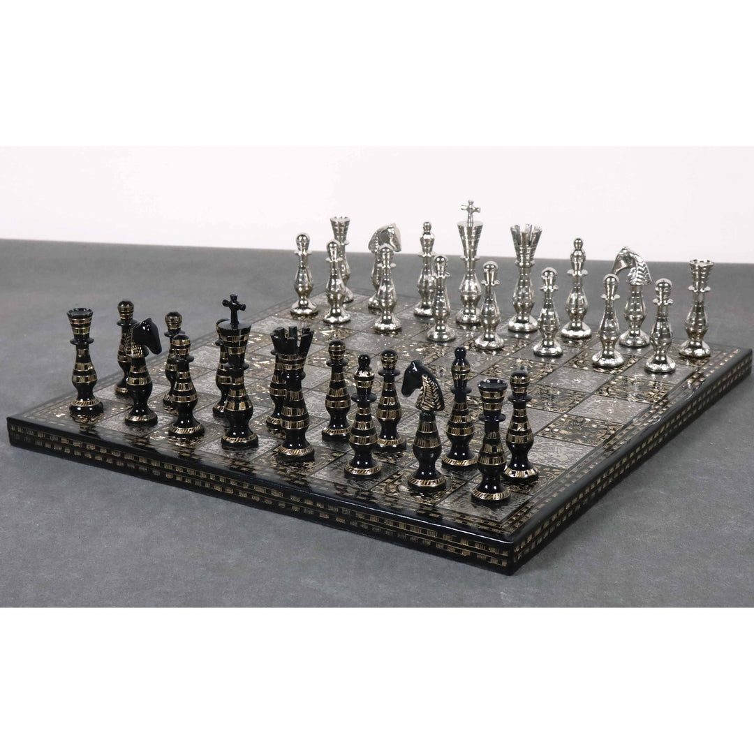 Sovereign Series Brass Metal Luxury Chess Pieces & Board Set- 14" - Unique Art - Warehouse Clearance - USA Shipping Only