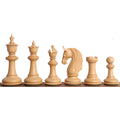 Six natural boxwood pieces from the 4.6 inch Bath luxury Staunton chess pieces collection.