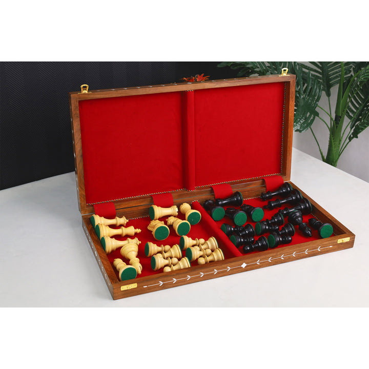 3.9" Craftsman Staunton Chess Set Inlaid Wooden Folding Chess board - 55mm Square