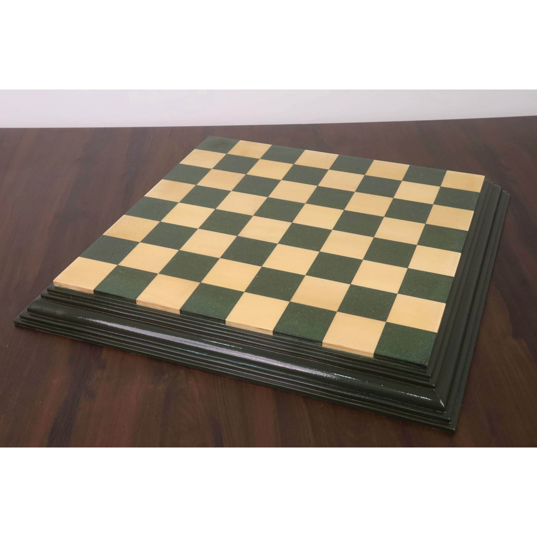 21" Green & Maple HDMR Chess Board – Handcrafted Greenply HDMR Wood Board with Decorative Edges