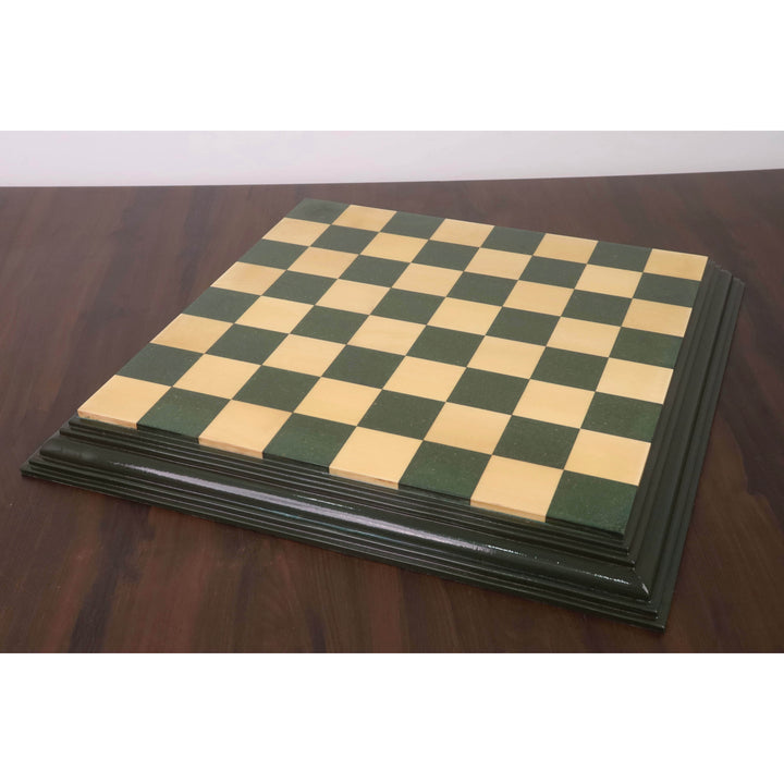 21" Green & Maple HDMR Chess Board – Handcrafted Greenply HDMR Wood Board with Decorative Edges
