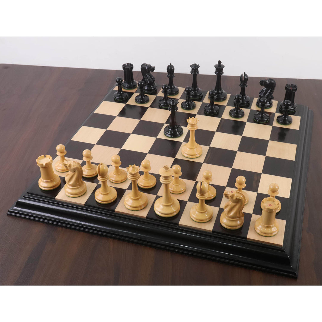 19th century B & Co Reproduced Luxury Chess Set- Chess Pieces Only- Ebony Wood & Boxwood– 4.2″ King