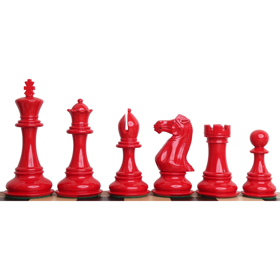 Slightly Imperfect 6.3" Jumbo Pro Staunton Luxury Chess Set- Chess Pieces Only - Red & White Lacquered