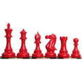 Slightly Imperfect 6.3" Jumbo Pro Staunton Luxury Chess Set- Chess Pieces Only - Red & White Lacquered
