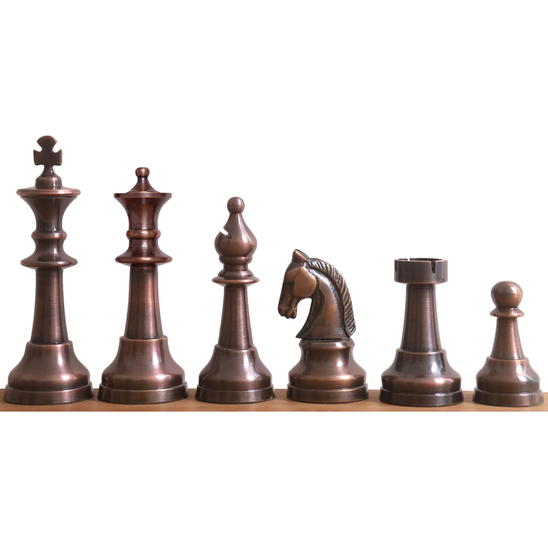 Set di scacchi di lusso da 3,5" della serie Elegance in ottone e metallo - Solo pezzi - Rame anticato