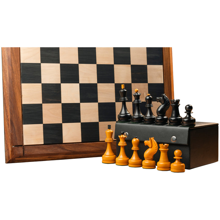 Combo of 1960's Soviet Championship Tal Chess Set - Pieces in Antiqued Boxwood with 21"