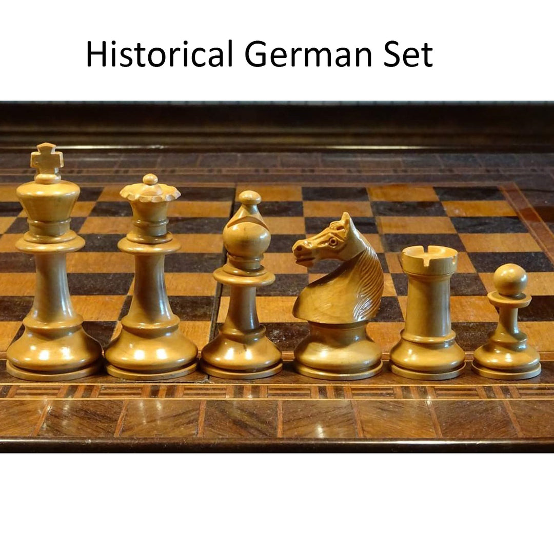 Slightly Imperfect 1920's German Collectors' Chess Set- Chess Pieces Only- Antique Boxwood- 4.1