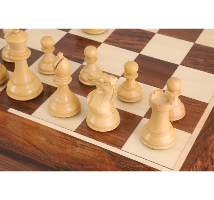20" Schachbrett aus Holz mit Staunton-Schachfiguren - Goldener Palisander & Ahorn