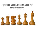 Légèrement imparfait 3.9" Jeu d'échecs Lessing Staunton - Pièces seulement - Bois d'ébène naturel et buis laqué antique
