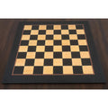 Full view of the 21-inch Queens Gambit ebony and maple printed chess board with matt finish.
