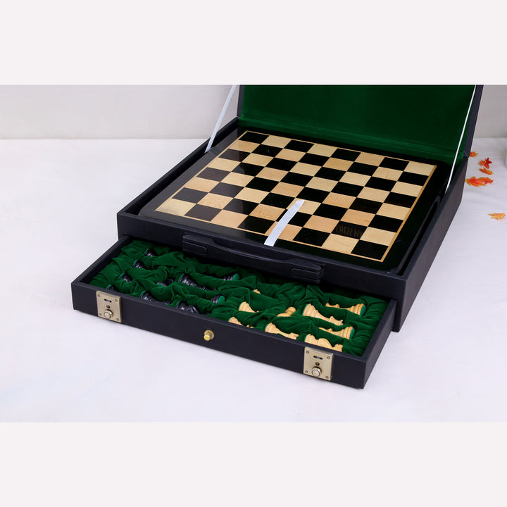 3" Professional Staunton Gift Chess Set - Pieces in Ebonized Boxwood with 17" Ebony Board & Storage Case