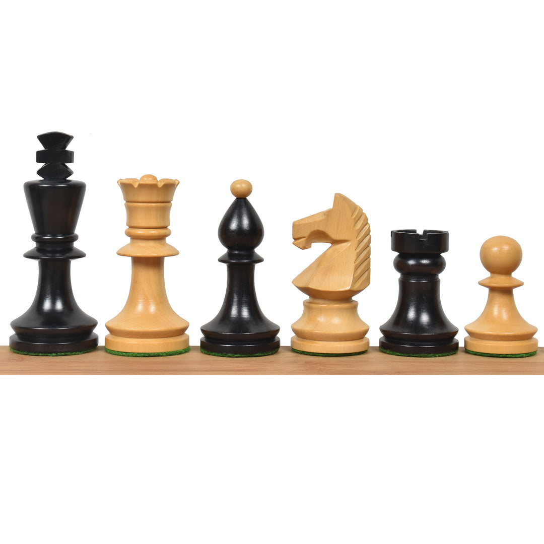 3.8" Romanian Hungarian Chess Set- Chess Pieces Only - Weighted Ebonised Boxwood
