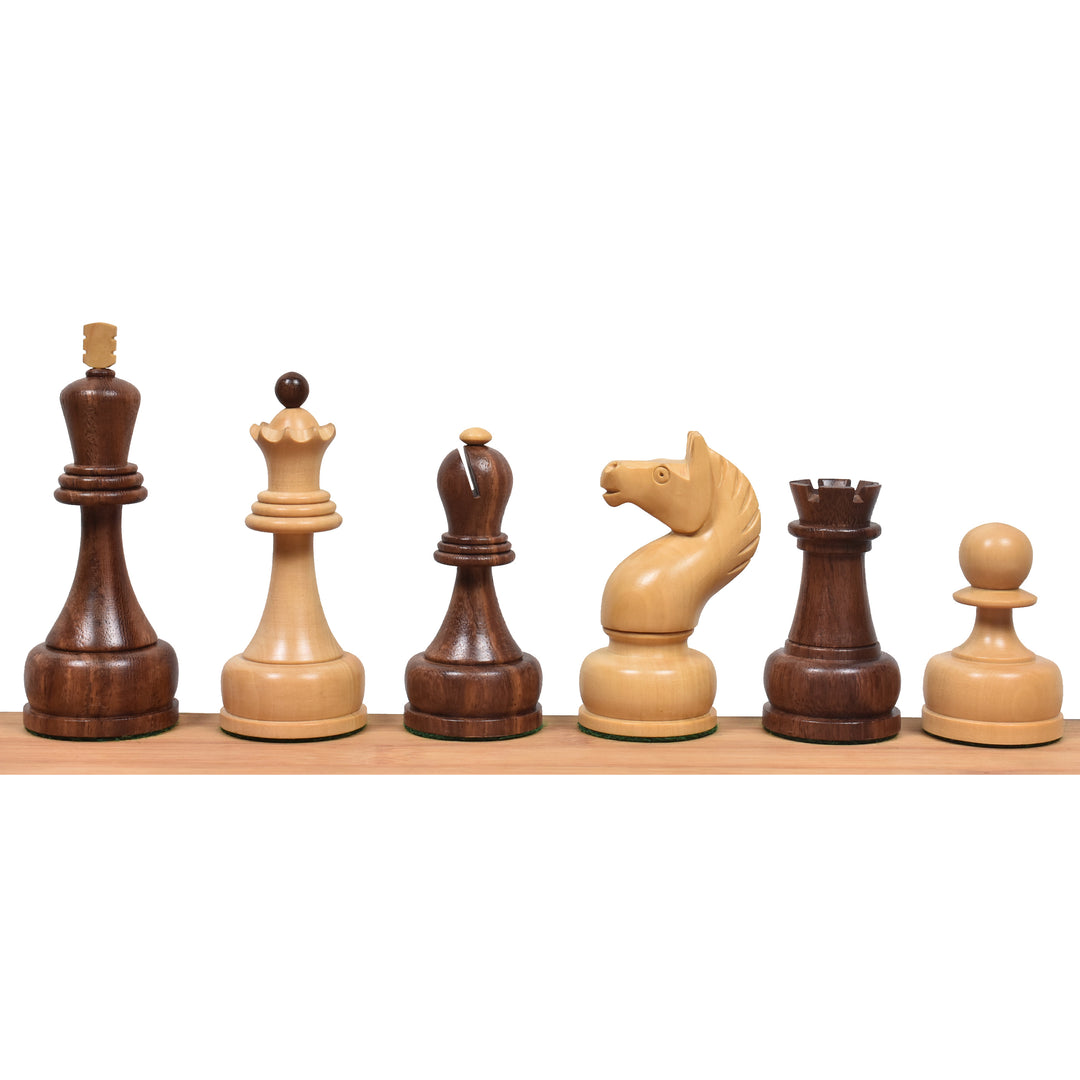 Slightly Imperfect 1960's Soviet Championship Tal Chess Set- Chess Pieces Only - Golden Rosewood - 4" King