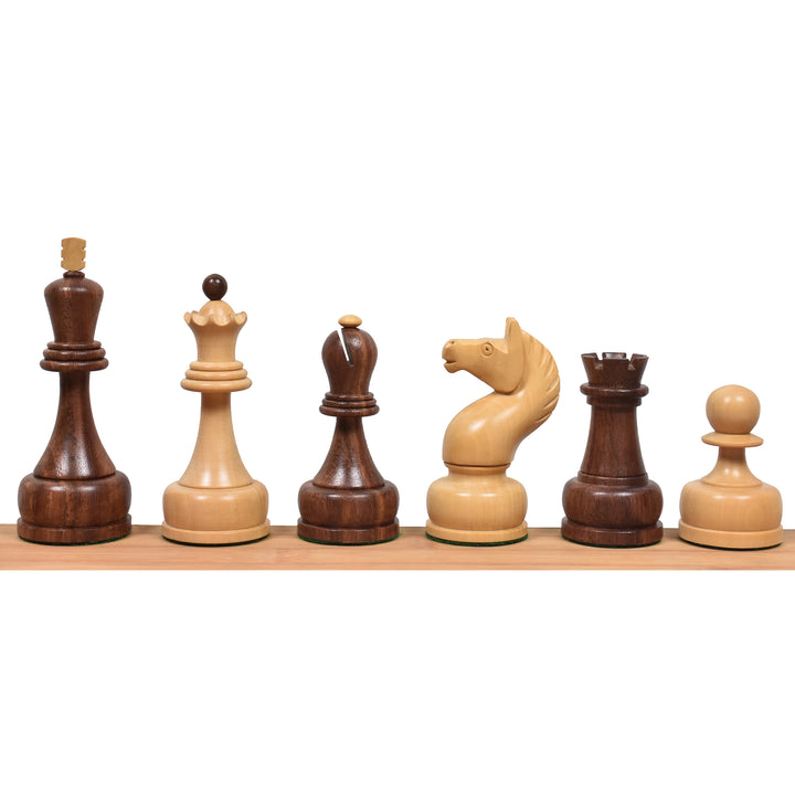 Slightly Imperfect 1960's Soviet Championship Tal Chess Set- Chess Pieces Only - Golden Rosewood - 4" King