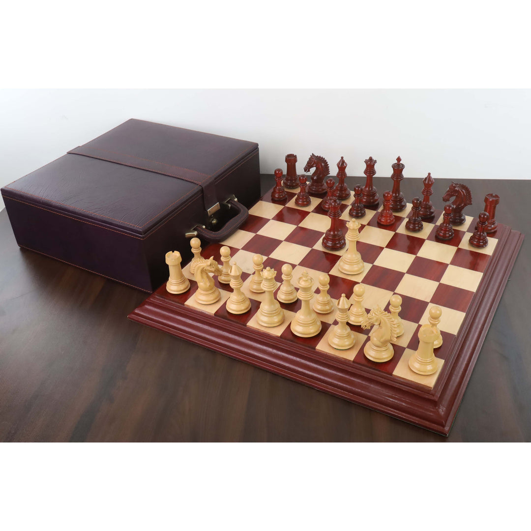 4.5" Tilted Knight Luxury Staunton Chess Set- Chess Pieces Only - Bud Rosewood & Boxwood