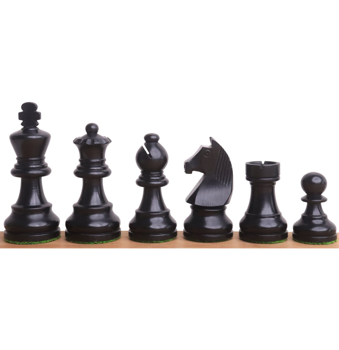 Combo of Compact Size Tournament Chess set - Pieces in Ebonised Boxwood with Board and Box