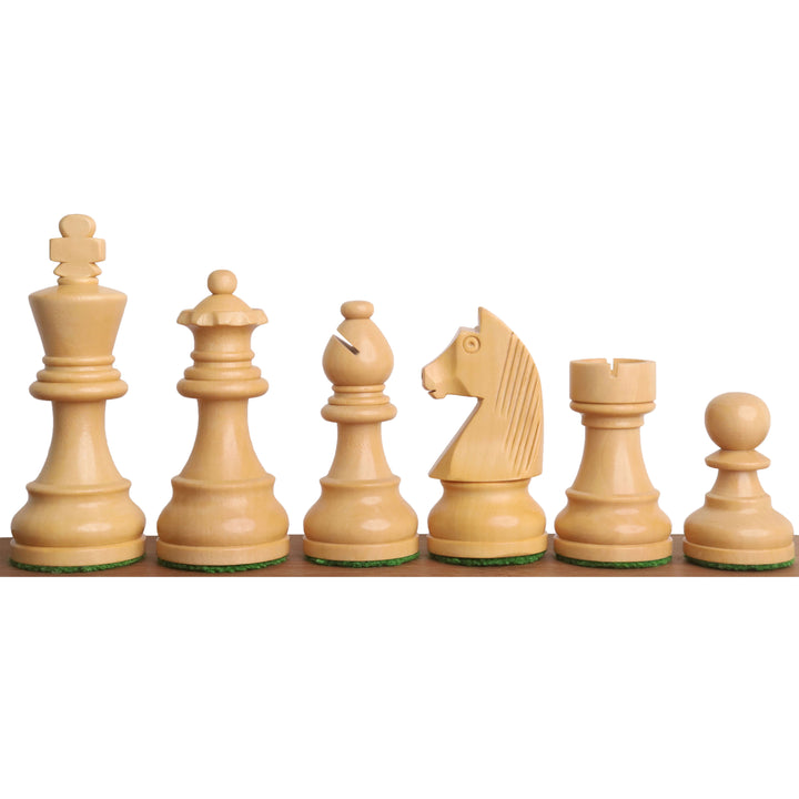 3,3" Staunton-skaksæt til turneringer - kun skakbrikker - Gyldent rosentræ - Kompakt størrelse