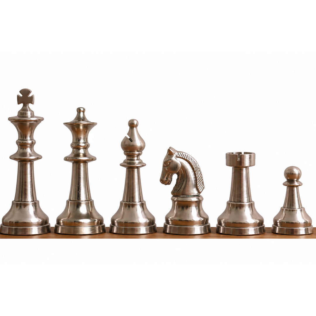 Set di scacchi di lusso da 3,5" della serie Elegance in ottone e metallo - Solo pezzi - Rame anticato
