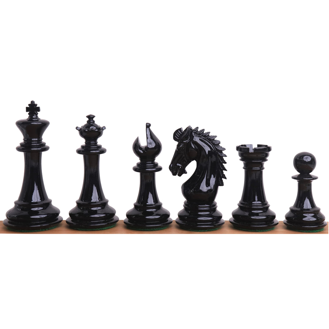 3.7" Kaiser Staunton Schachspiel - Nur Schachfiguren - Lackiertes Buchsbaumholz in Weiß und Schwarz