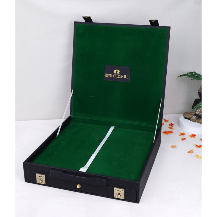 All-in-One Leatherette Chess Set Storage Case with Drawers – Fits 15″–17″ Boards & 2.4″–3.0″ King-Height Pieces