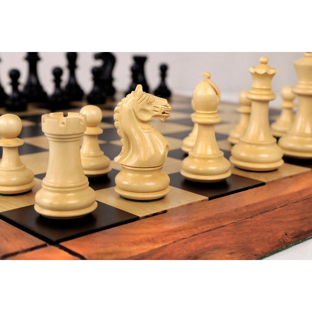 3.75" Queens Gambit Staunton Chess Set- Chess Pieces Only - Weighted Ebonised Boxwood