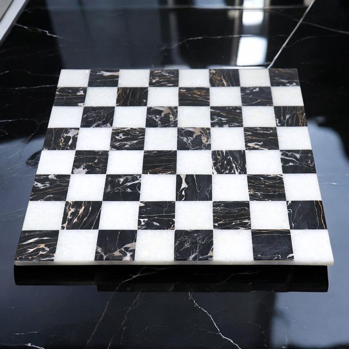 15'' Borderless Marble Stone Luxury Chess Board -  Black and White stone - Warehouse Clearance - USA Shipping Only