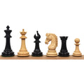 Juego de ajedrez Staunton de la serie Emperor, ligeramente imperfecto, de 3,7 pulgadas, solo piezas de ajedrez, madera de ébano con doble peso.