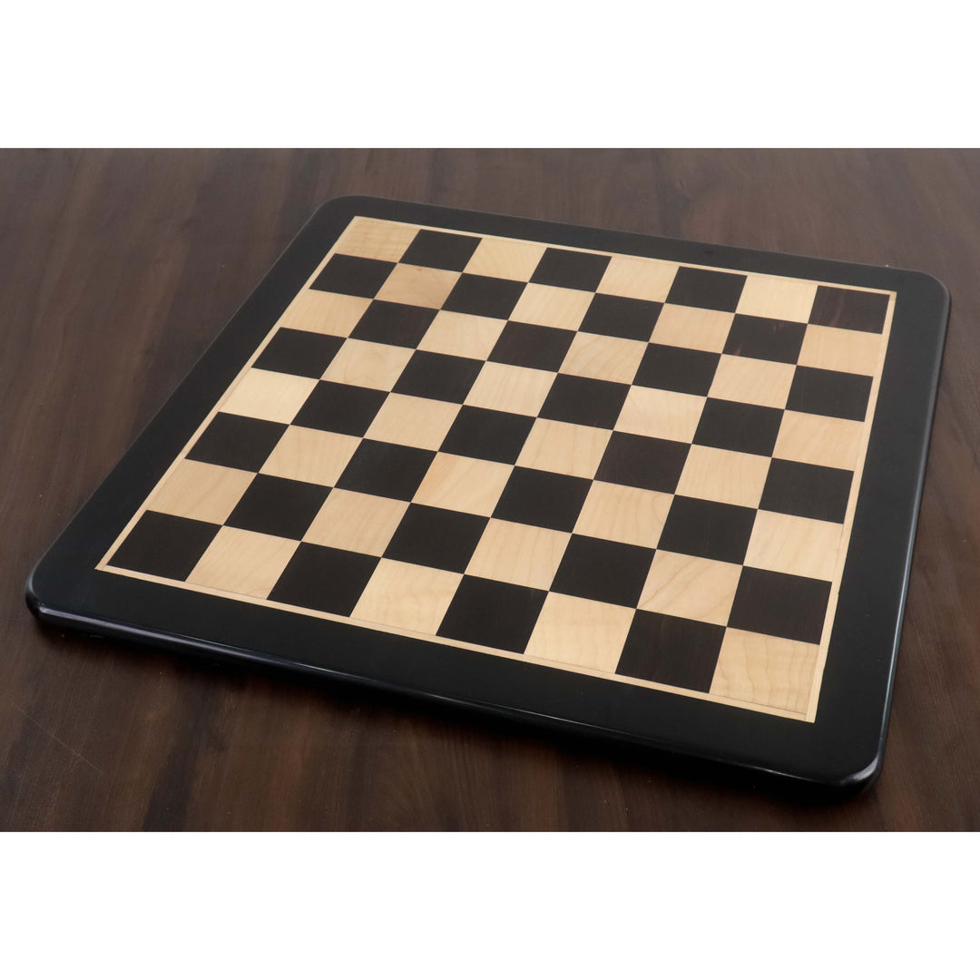 Combo of Chamfered Base Staunton Chess Set - Pieces in Ebony Wood with Board and Box