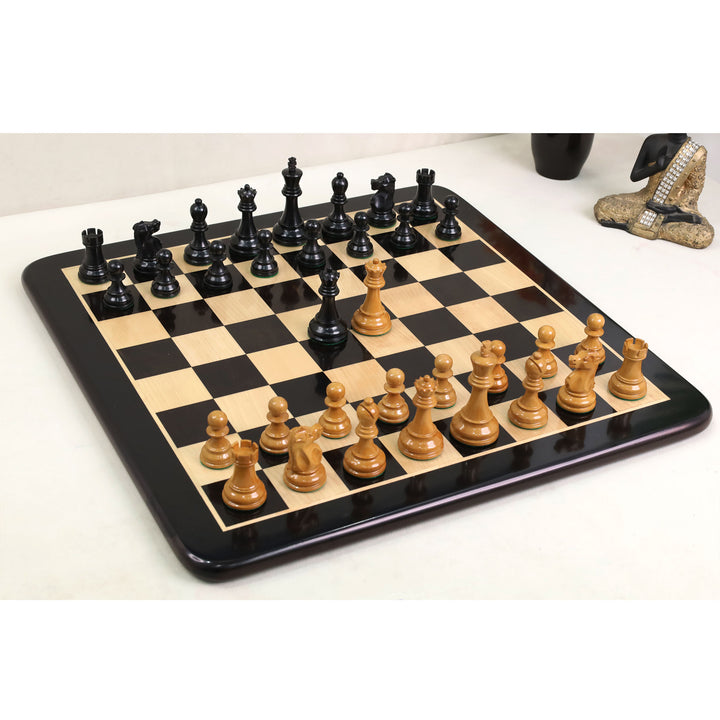 Slightly Imperfect 1972 Championship Fischer Spassky Chess Set- Chess Pieces Only - Lacquered Distress Antiqued Boxwood & Ebony
