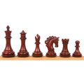 Complete front-facing lineup of Bud Rosewood pieces from the Spiraled Steed luxury chess set.