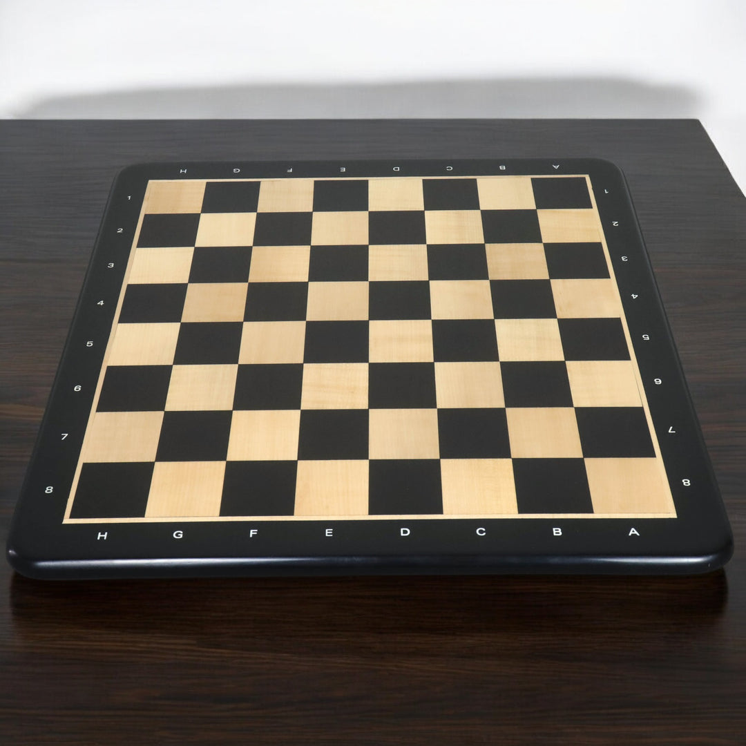 Slightly Imperfect 21" Ebony Wood & Maple Wood Chess board - Square of 55 mm - Algebraic Notations - Warehouse Clearance - Europe Shipping Only