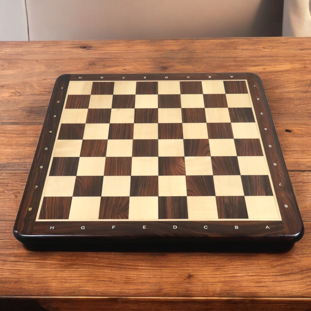 Slightly Imperfect 21" Flat Chessboard in Rosewood & Maple Wood - 55 mm Square- Algebraic Notations - Warehouse Clearance - Europe Shipping Only