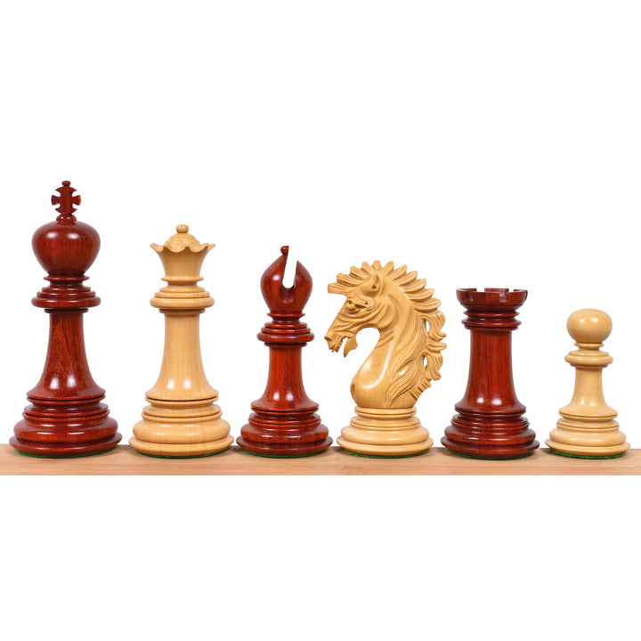 Combo of 4.6" Mogul Staunton Luxury Bud Rose Wood Chess Pieces with Chessboard and Storage Box