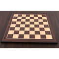 Full perspective view of the 21-inch Tiger Ebony and Maple wood printed chess board featuring 55mm squares.