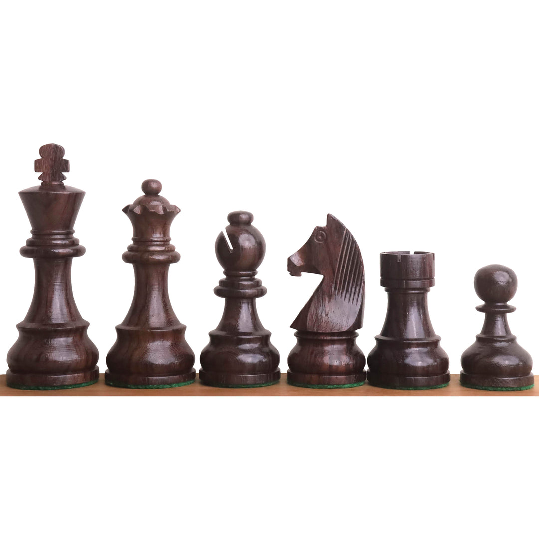 3.9" Jeu d'échecs de tournoi - Pièces d'échecs uniquement - Bois de rose avec reines supplémentaires