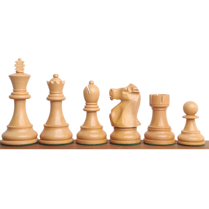 1972 mesterskab Fischer Spassky skaksæt - kun skakbrikker - Dobbeltvægtet ibenholt træ