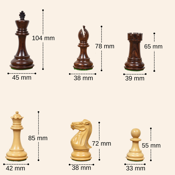 4.1" Pro Staunton Wooden Chess Set- Chess Pieces Only - Weighted Rosewood