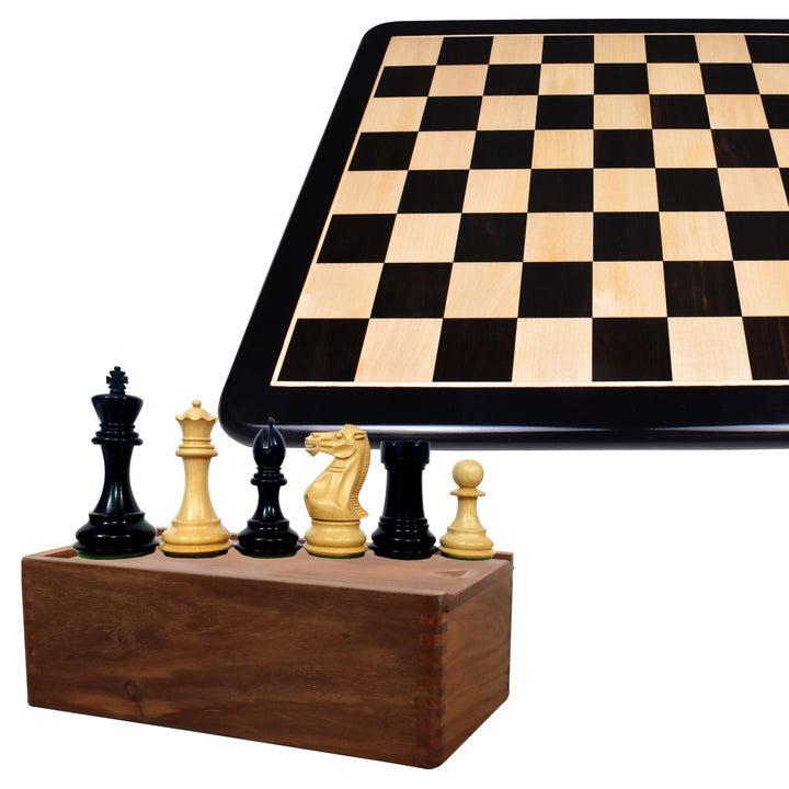 4.1" Pro Staunton Weighted Ebonised Chess Pieces mit 21" Brett in Ebenholz & Holzaufbewahrungsbox