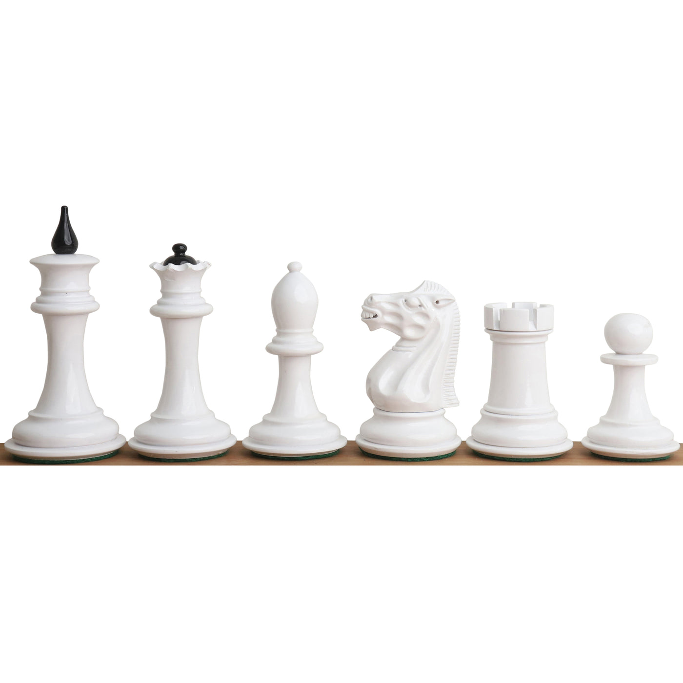 Slightly Imperfect 1940s' Soviet Reproduced Chess Pieces Only Set - Black and White Lacquer Boxwood