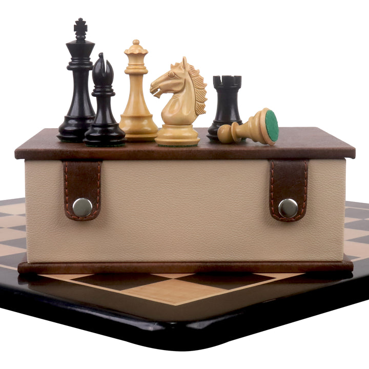 3.9" Exclusive Alban Staunton Chess Set Combo - Pieces in Ebony Wood with Board and Box