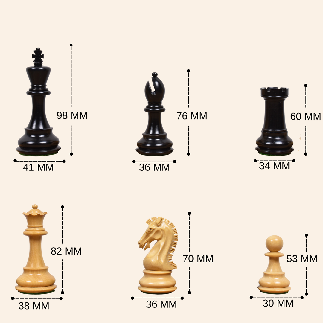 Black chess king with measurements 98mm height and 41mm base