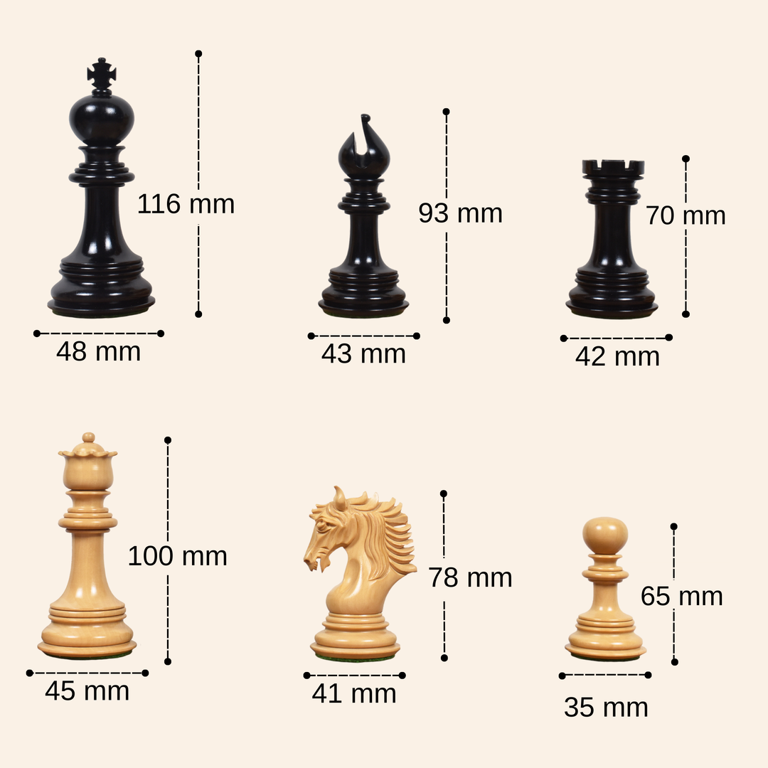4.6" Arthur Luxury Staunton Chess Set- Chess Pieces Only - Ebony wood - Triple Weighted