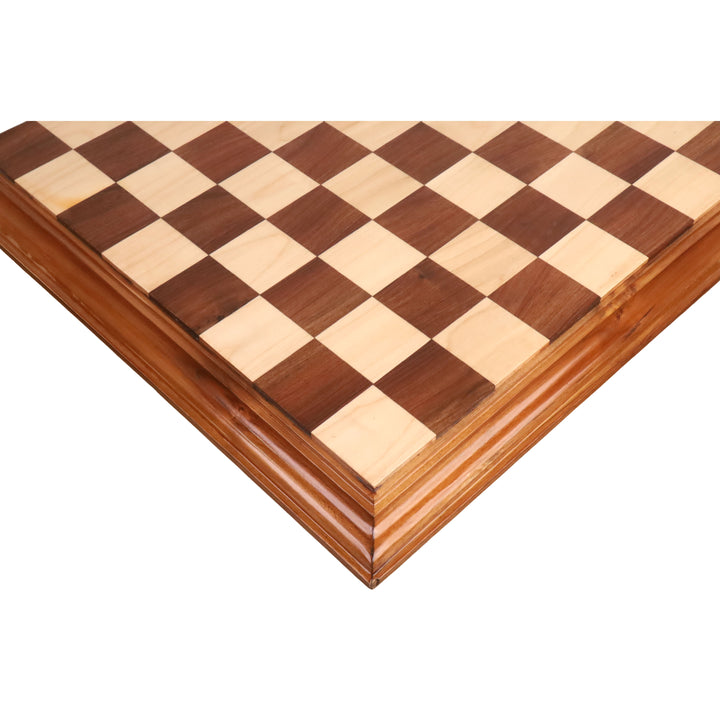 Slightly Imperfect 21" Golden Rosewood & Maple Wood Luxury Chessboard with Teak Border-57 mm Square