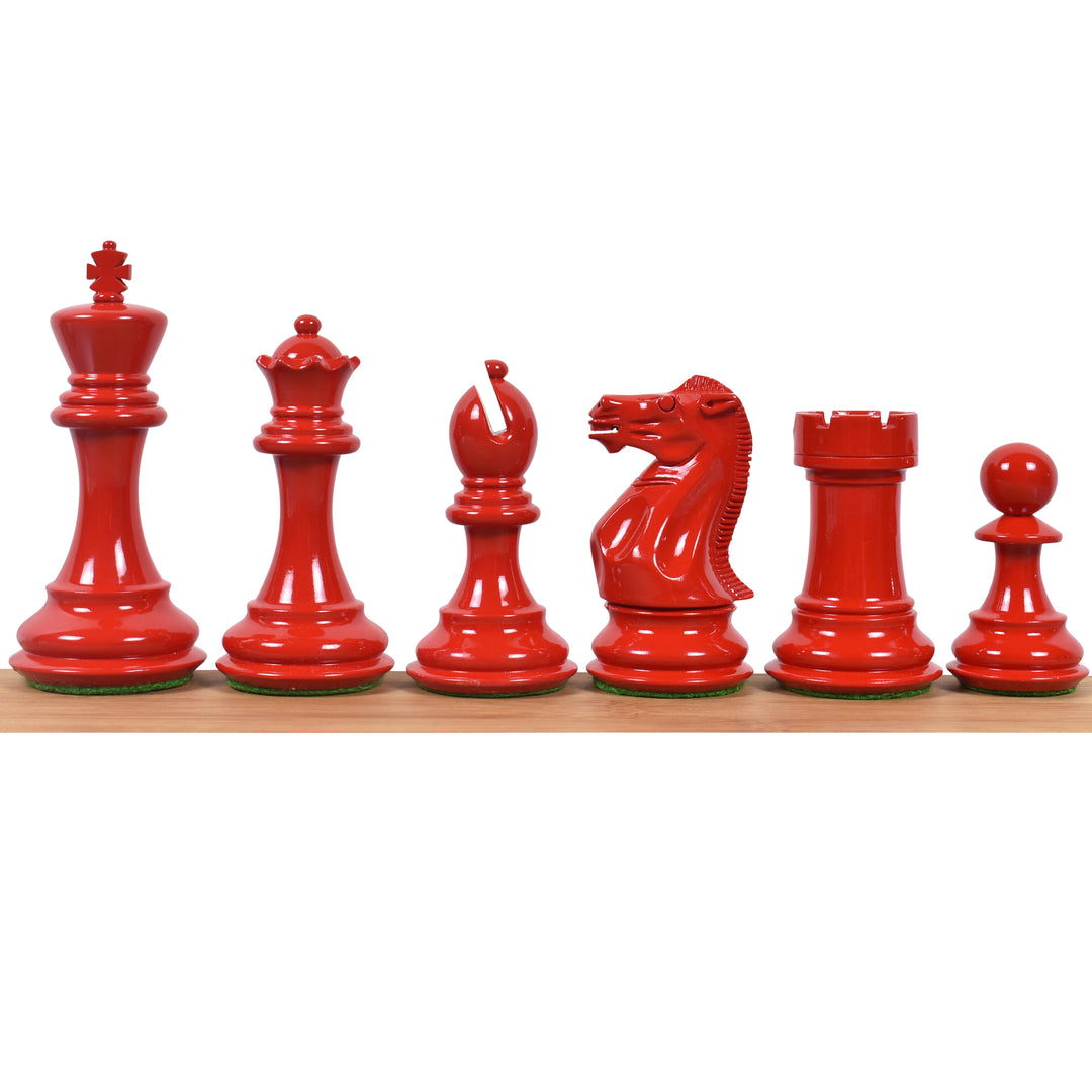 Combo of 4.1" Pro Staunton Weighted Red & White Painted Wooden Chess Set - Pieces in Boxwood with Chess Board & Storage Box